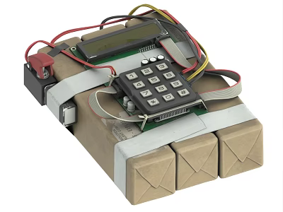 Improvised Explosive Device With Digital Keypad Circuit Board Display Screen And Strapped Explosive Packages 3d model