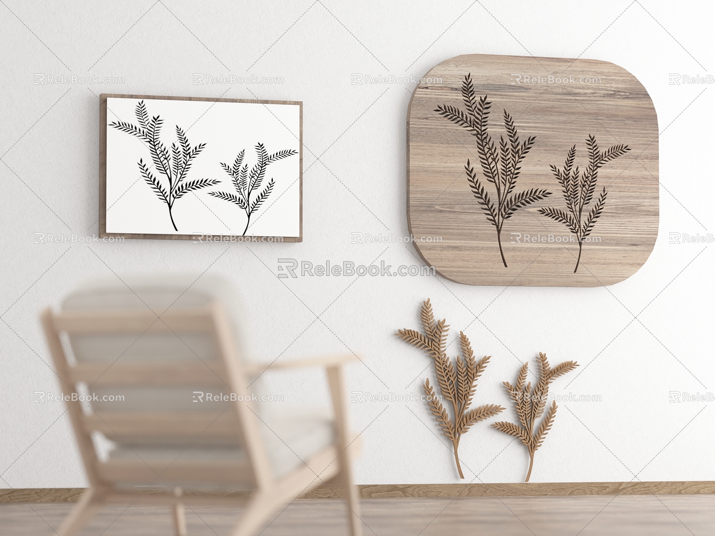 Plant Painting Decorative Painting Slab Painting Wood Carving Wood Carving Stereotype Shady Carving Silhouette Hug Empty Board Plant Wall Decoration Chinese Decorative Chair Tea Room 3d model