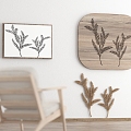 Plant Painting Decorative Painting Slab Painting Wood Carving Wood Carving Stereotype Shady Carving Silhouette Hug Empty Board Plant Wall Decoration Chinese Decorative Chair Tea Room 3d model