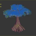 Realistic 3D Tree Model With Lush Green Leaves Thick Trunk And Aerial Roots