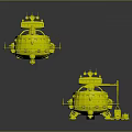 Red Decorative Spacecraft Models With Colorful Details And Cosmic Design Elements
