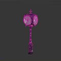 Ornate Blue Decorative Column With Golden Accents Circular Transparent Panels And Intricate Patterns