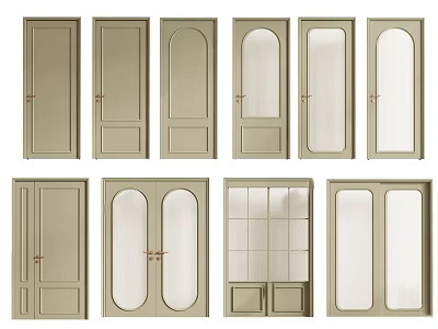 Various Flush Door Designs With Glass Panels And Single Double Styles For Home Interior 3d model