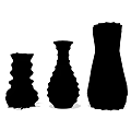Three Black Decorative Vases With Different Silhouette Shapes On White Background 3d model