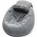 Gray Bean Bag Chair With Fringe Decor Soft Fabric And Multiple Views