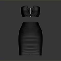 Black Strapless Top And High Waisted Fitted Skirt Fashion Outfit Set
