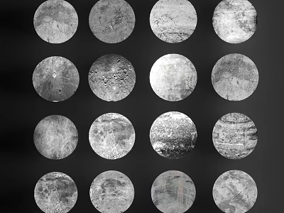 Round Textured Decorative Lights Arranged in Multiple Array Against Black Background 3d model
