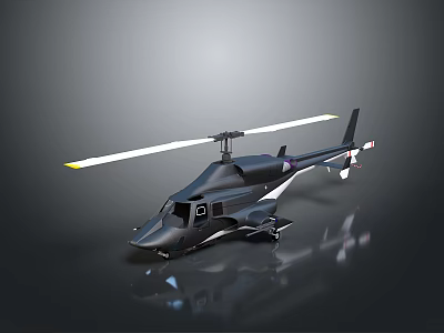Black Modern Helicopter With Sleek Design Rotors And Reflective Surface 3d model