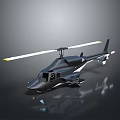 Black Modern Helicopter With Sleek Design Rotors And Reflective Surface 3d model