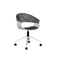 Modern Black Leather Office Chair With Silver Metal Frame And Wheels