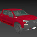 Red Chevrolet Pickup Truck With Black Wheels And Front Grille Design