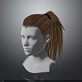 Character And Creature Inspired Red Orange Braided Ponytail Wig Design For Head Model