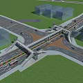 Efficient Traffic Flow in Modern Road Interchange with Multiple Lanes Vehicles and Surrounding Buildings