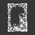 White Laser Cut Decorative Frame With Floral Patterns Butterfly And Figure Design
