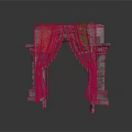 Ancient Stone Archway Decorated With Red Green Fabrics And Hanging Ornaments