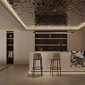 Modern Chinese Lounge Interior With Circular Cabinet And Green Plants