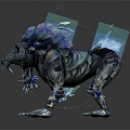 Fantasy Mythical Lion Character With Blue Crystal Mane And Shiny Crystalline Features