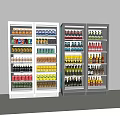 Commercial Beverage Display Refrigerator with Various Canned Bottled Drinks Organized Storage