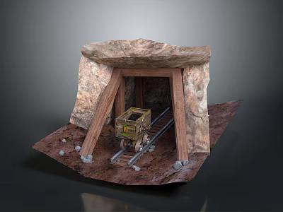 Mine car coal mine truck coal truck coal truck rail car rail car rail carrying car cartoon mine car 3d model