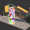 Vibrant Graffiti Art Scene With Colorful Can Skateboard And Urban Decor
