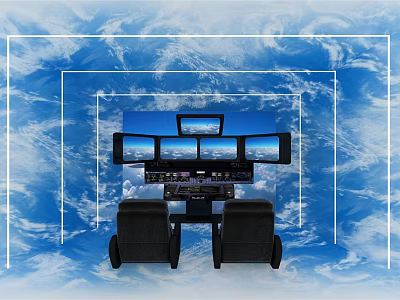 Advanced Flight Simulator Control Console Featuring Multiple Screens And Operator Seats 3d model