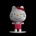 Cute Hello Kitty Figure With White Body Red Bow Pink Overalls And Yellow Nose
