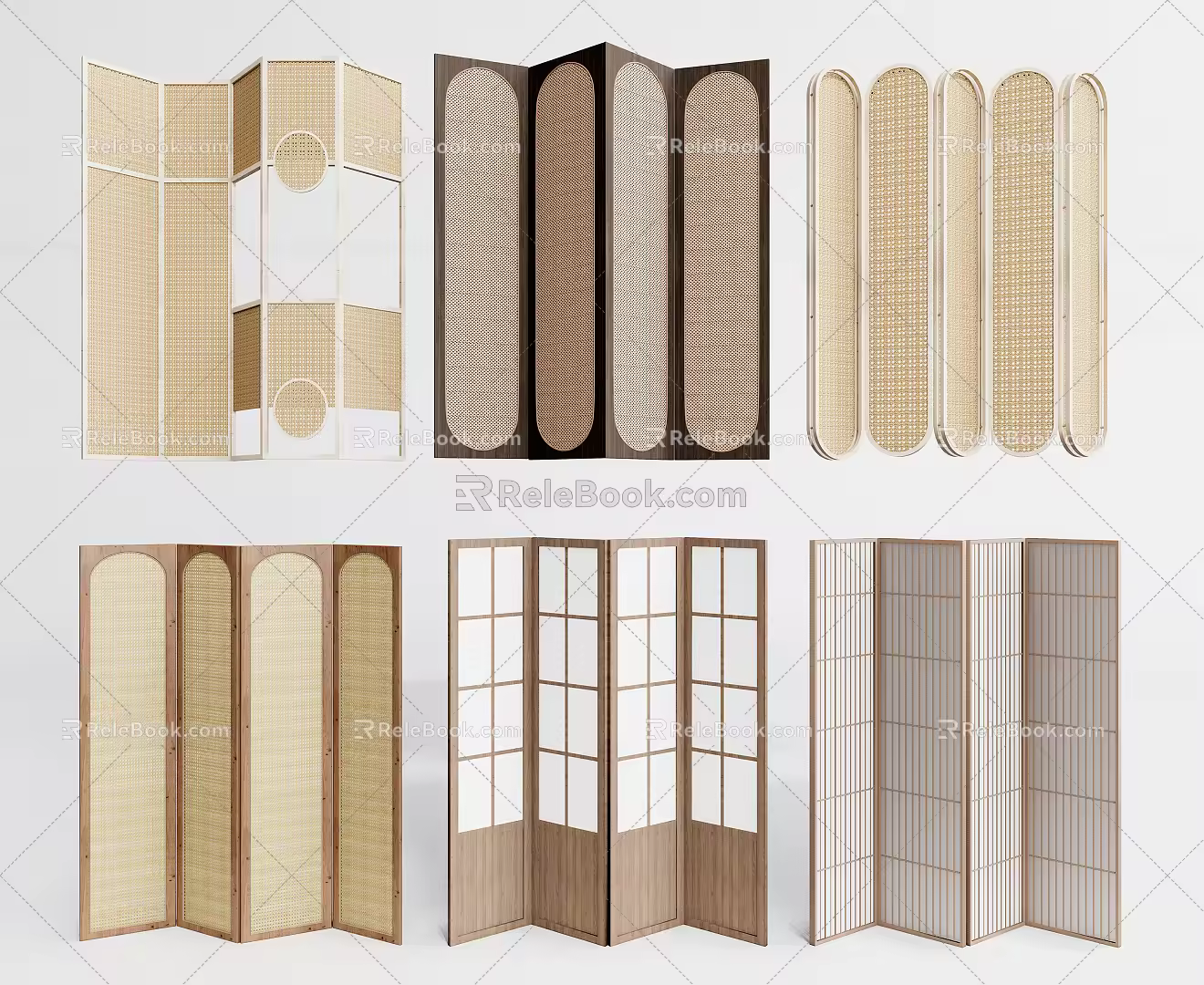 Nordic Screen Wooden Partition 3d model