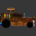 Creative Chocolate Car Model with Colorful Sprinkles Black Wheels and Hot Dog on Roof