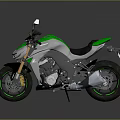 Modern Sports Motorcycle With Silver And Green Body Streamlined Design Black Seat And Alloy Wheels