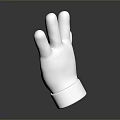 Two White Gloves Standing Upright on Dark Surface with Shiny Finish 3d model