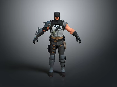 Man Wearing Batman Costume With Armored Suit Bat Symbol And Tactical Gear 3d model