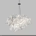 Abstract Pendant Light With Flower Like White Translucent Shade For Contemporary Home 3d model