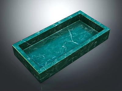 Green Marble Rectangular Wash Basin With Smooth Surface And Natural Veins 3d model