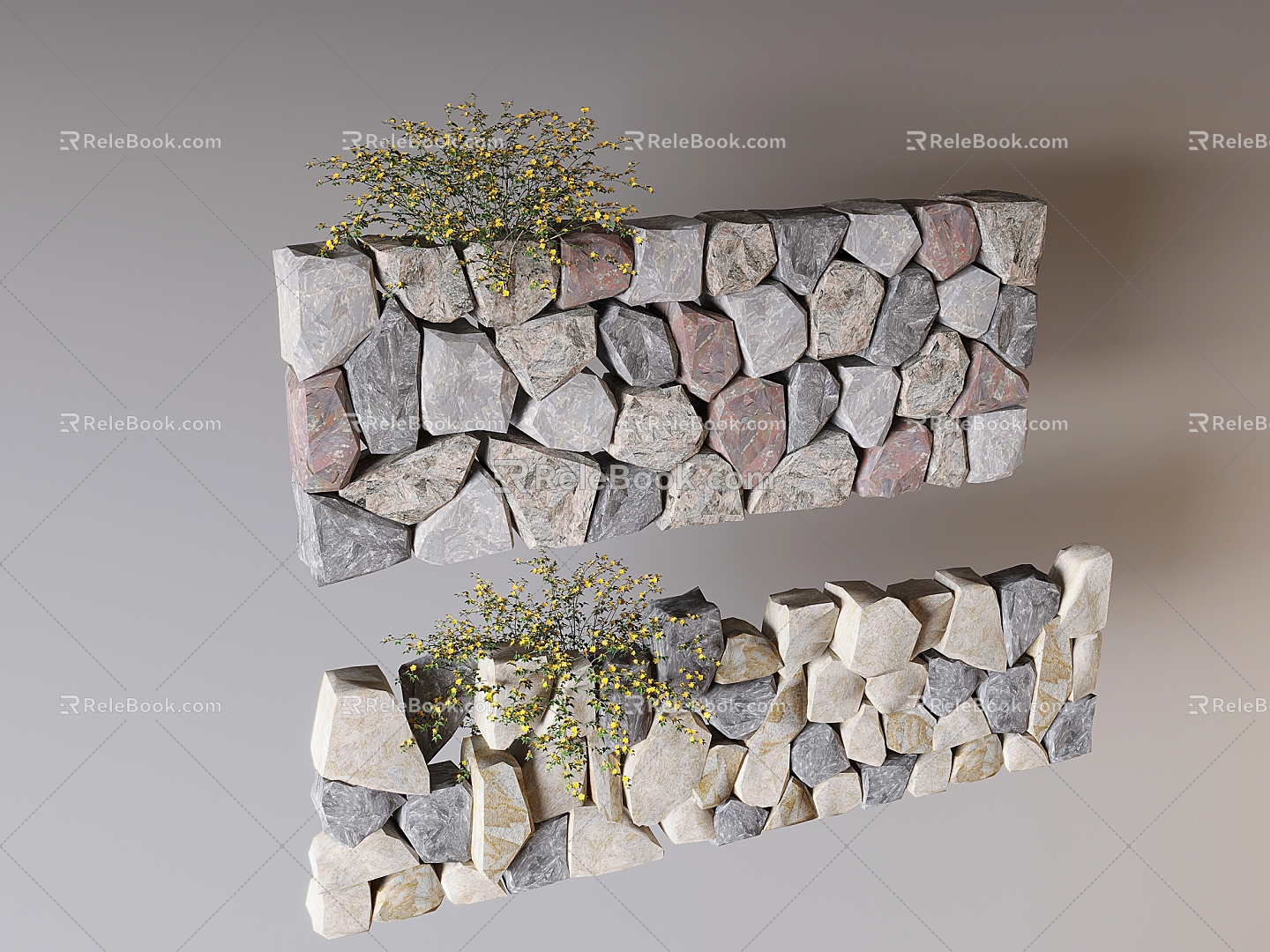 Landscape Wall Enclosure Stone Wall Mao Stone Wall Stone Landscape Wall Country Courtyard Landscape Wall Straight Line 3d model