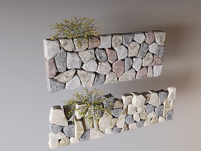 Landscape Wall Enclosure Stone Wall Mao Stone Wall Stone Landscape Wall Country Courtyard Landscape Wall Straight Line 3d model