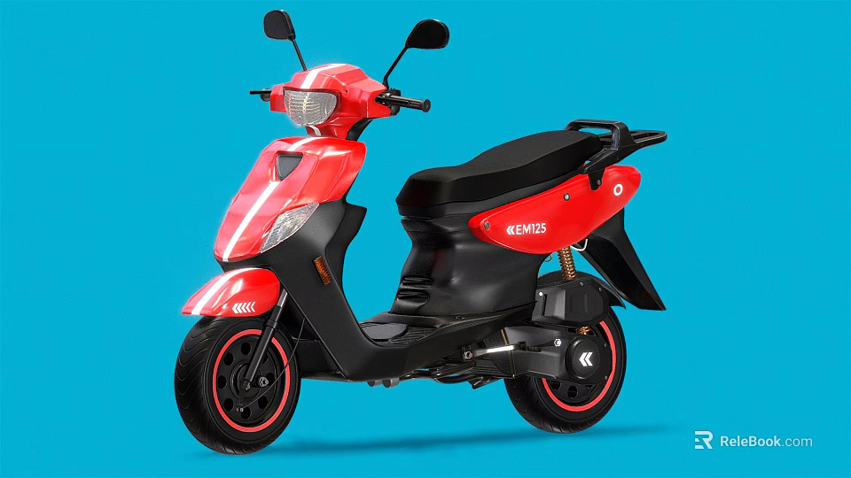 Red and Black Scooter with Stylish Body Design and Black Seat 3d model 