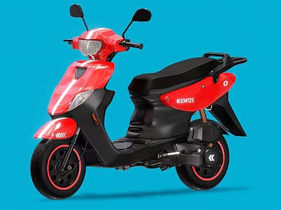 Red and Black Scooter with Stylish Body Design and Black Seat 3d model