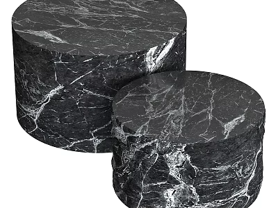 Two Black Marble Cylindrical Pedestals For Modern Home Decor Accents 3d model
