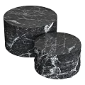 Two Black Marble Cylindrical Pedestals For Modern Home Decor Accents