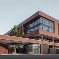 Modern Simple School Middle School Education Building Campus Teaching Building Playground 3d model