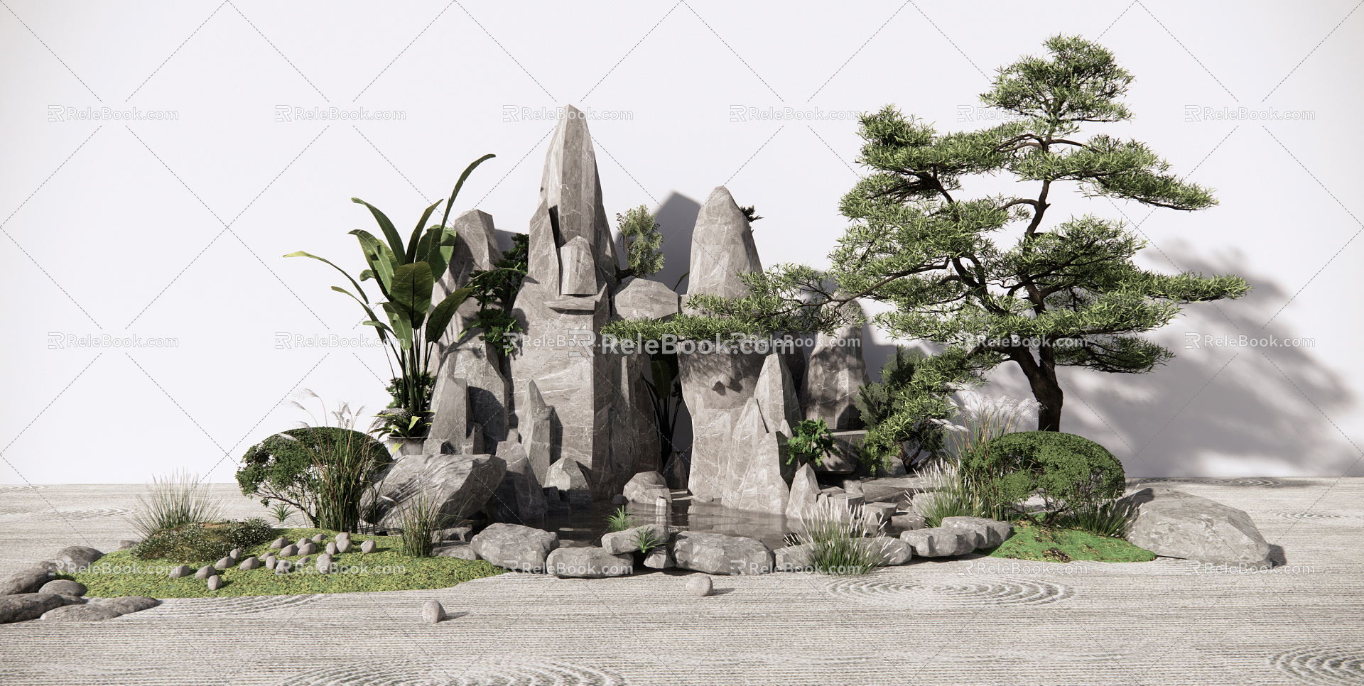 New Chinese landscape sketch rockery waterscape model