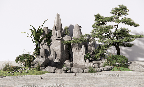 New Chinese landscape sketch rockery waterscape 3d model