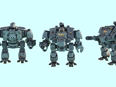 Three Detailed Sci Fi Mechanical Characters With Armored Bodies And Weapons 3d model