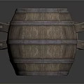 Wooden Barrel With Metal Hoops And Wooden Stand For Home Storage