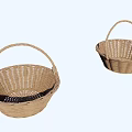 Light Brown Wicker Baskets With Sturdy Handles For Daily Necessities Storage
