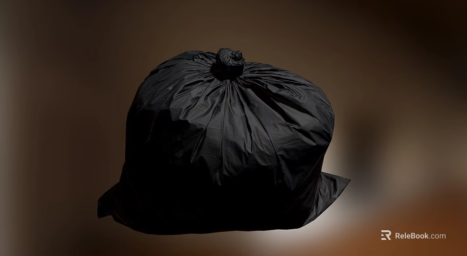 Premium Black Plastic Trash Bag with Tight Seal for Household Daily Waste Use 3d model 