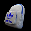 Adidas White Canvas Backpack Featuring Blue Logo And Zipper Details