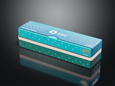 Ornament Decoration Set Blue Box with SBC Logo Pattern Text on Black Background 3d model