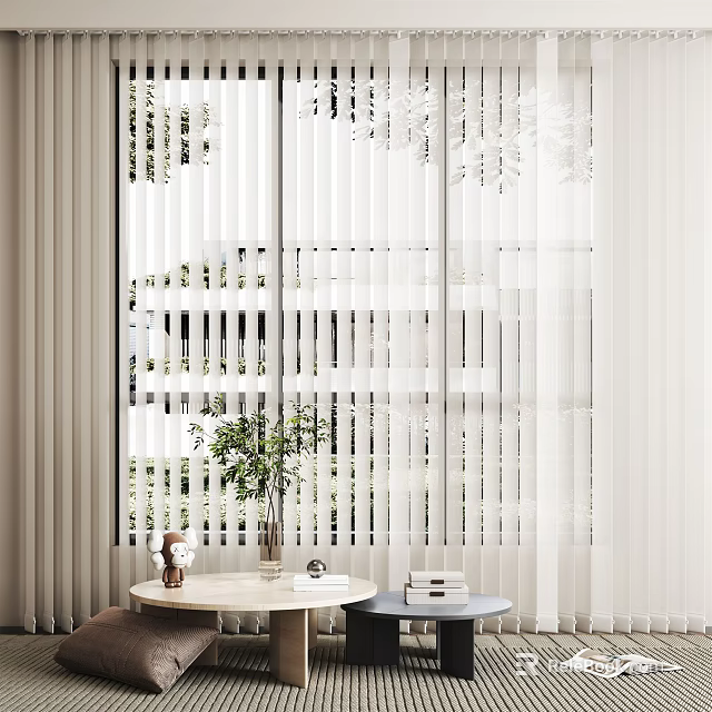 Stylish White Vertical Blinds For Modern Interior Window Design And Home Decor 3d model
