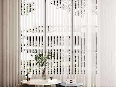 Stylish White Vertical Blinds For Modern Interior Window Design And Home Decor 3d model
